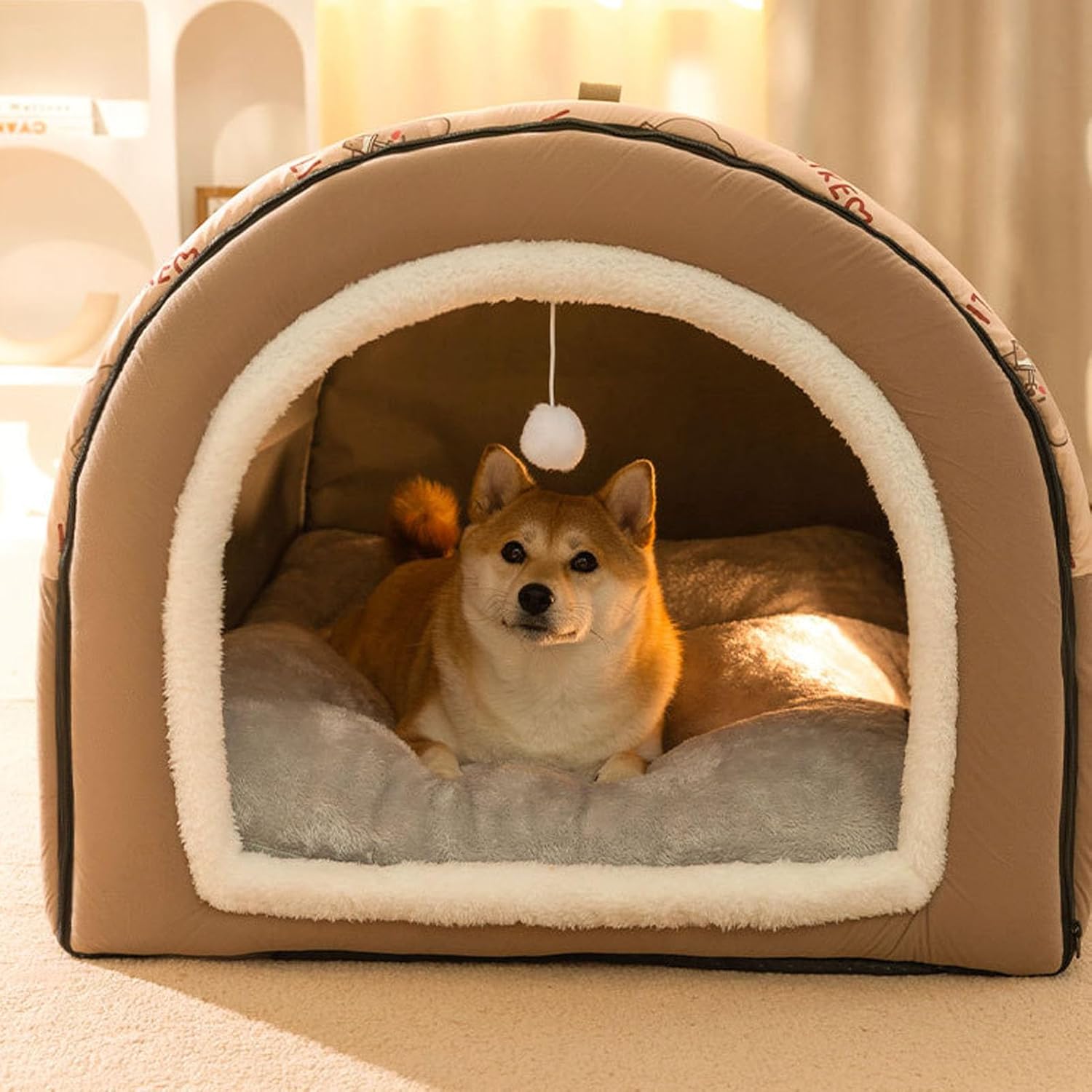 Luqeeg Comfortable Indoor Dog House with Removable Washable Cushion, Soft Warm Oxford Cloth Pp Cotton, Spacious Layout, Year Round Versatility, Private Sleeping Nest for Pet (XL)