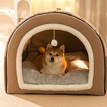 Dog House Indoor, Generous Space Indoor Dog House with Cushion, Removable Washable Comfortable Dog Cave Bed, Dog House Kennel Bed L