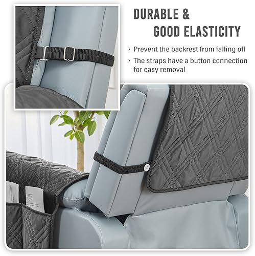 Miniatura 2 de BOCTOPUG Funda de terciopelo para silla reclinable de 30 pulgadas, impermeable, reversible, resistente al agua, para perros y mascotas (beige, 30