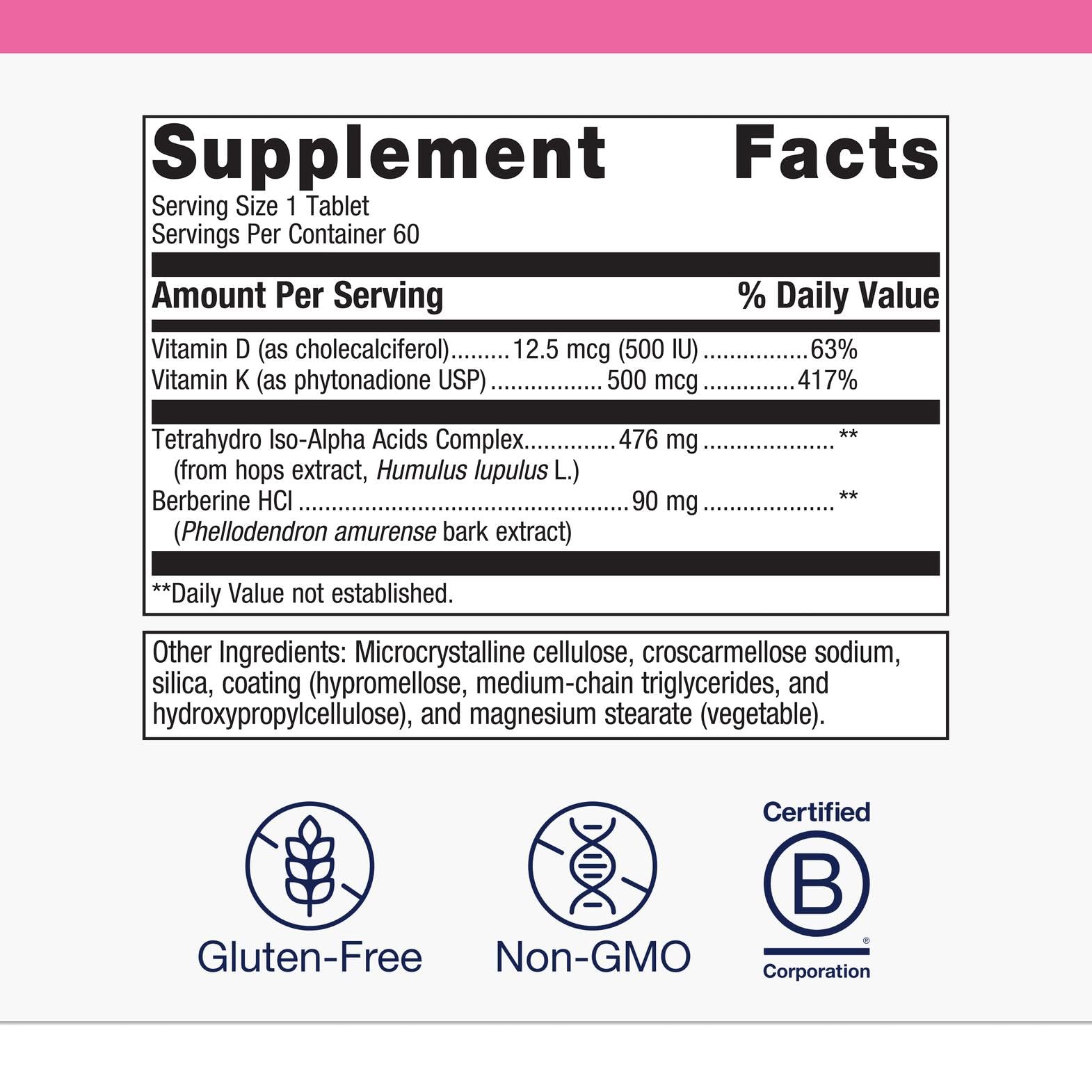 Metagenics Ostera Berberine, Vitamins D & K, Bone Support, 60 Tablets — Amazon image 4
