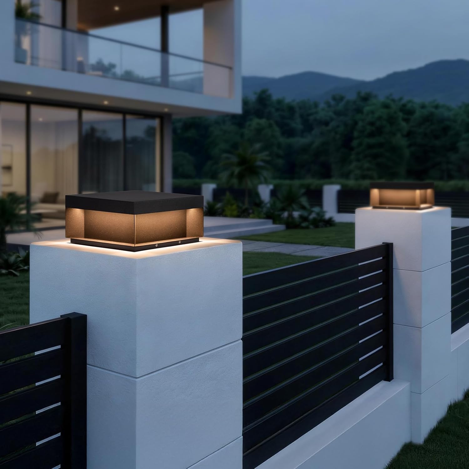 11.8'' Outdoor Post Lights Hard Wired, AC100-240V Outdoor Pillar Light, Outside Column Lights IP54 Waterproof, Modern 3000K Column Light Posts for Outside Lamp Pillar Lighting for Deck Patio Post