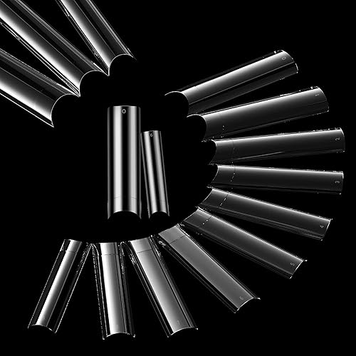 Juego de 500 puntas de uñas sin curva C XL, largas y transparentes para uñas acrílicas, juego profesional, 10 tamaños, cuadradas, rectas, cónicas,