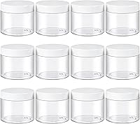 Vista 10 de TUZAZO Tarros de plástico de 8 onzas con tapas sin BPA, recipientes vacíos redondos transparentes para cosméticos, tarros de plástico para loción