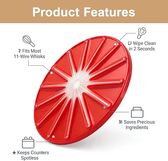 1Pcs Cleaning Wiper Kitchen-Aids,Red Mixing Head Anti-Splatter Baffle Wiper Attachment,Anti-Splatter Silicone Baffle for 4.5qt and 5qt Tilt-Head Mixers, Effortless Cleanup for Home Bakers