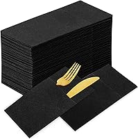 Vista 1 de KAMMAK Servilletas Negras Desechables con Bolsillo para Boda, Servilletas Decorativas de Cena de Papel, Paquete de 100, Toallas de Mano de Invitado