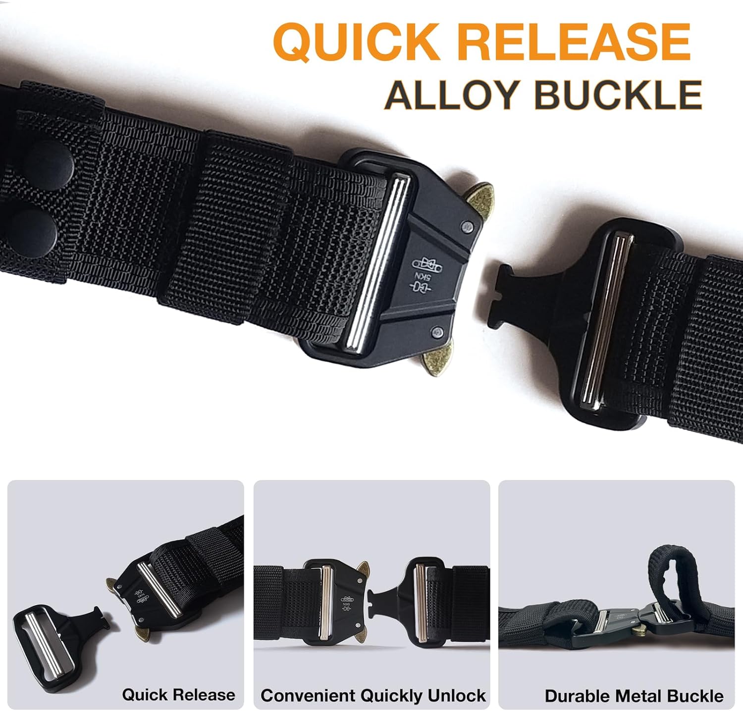 8 in 1 Police Utility Belt with 4 Pcs Belt Keepers Nylon Tactical Security Guard Duty Belt Versatile Military Modular Equipment System Molded Duty Belts Set for Law Enforcement,Black - Image 4
