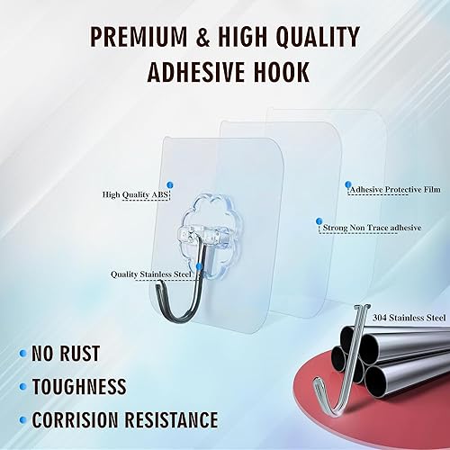 Miniatura 4 de Carespot - Ganchos de pared autoadhesivos para colgar, ganchos para puerta de pared, ganchos adhesivos extra fuertes para colgar abrigos, ropa,