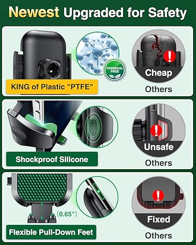 Vista 44 de VANMASS Soporte de teléfono de automóvil de grado militar verdadero [mejor succión y clip] Soporte de teléfono celular para salpicadero, parabrisas