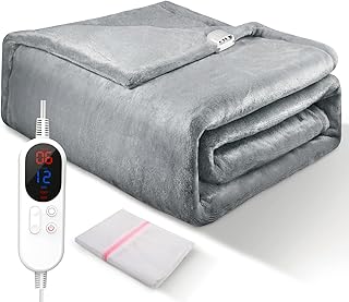 Heated Blanket Electric Throw with 12 Timers, 6 Heat Settings, Soft Cozy Flannel Electric Blanket for Home Office Use, 60"...