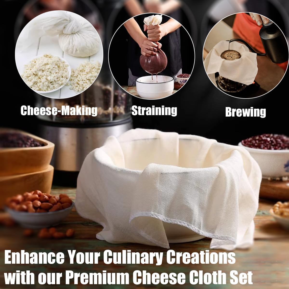 25 Pcs Cheese Cloths for Straining, 20x20 Inch Grade 100 Precut Cheese Cloth With Fabric Fine Mesh Cloth, 100% Unbleached Cotton, Reusable Muslin Cheesecloth for Straining, Juicing, Cooking Turkey