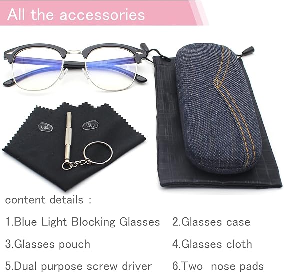 Blue Light Blocking Glasses for Computer Eye Strain Computer Gaming Glasses Anti Blue Ray Computer glasses UV400 Clear Lens