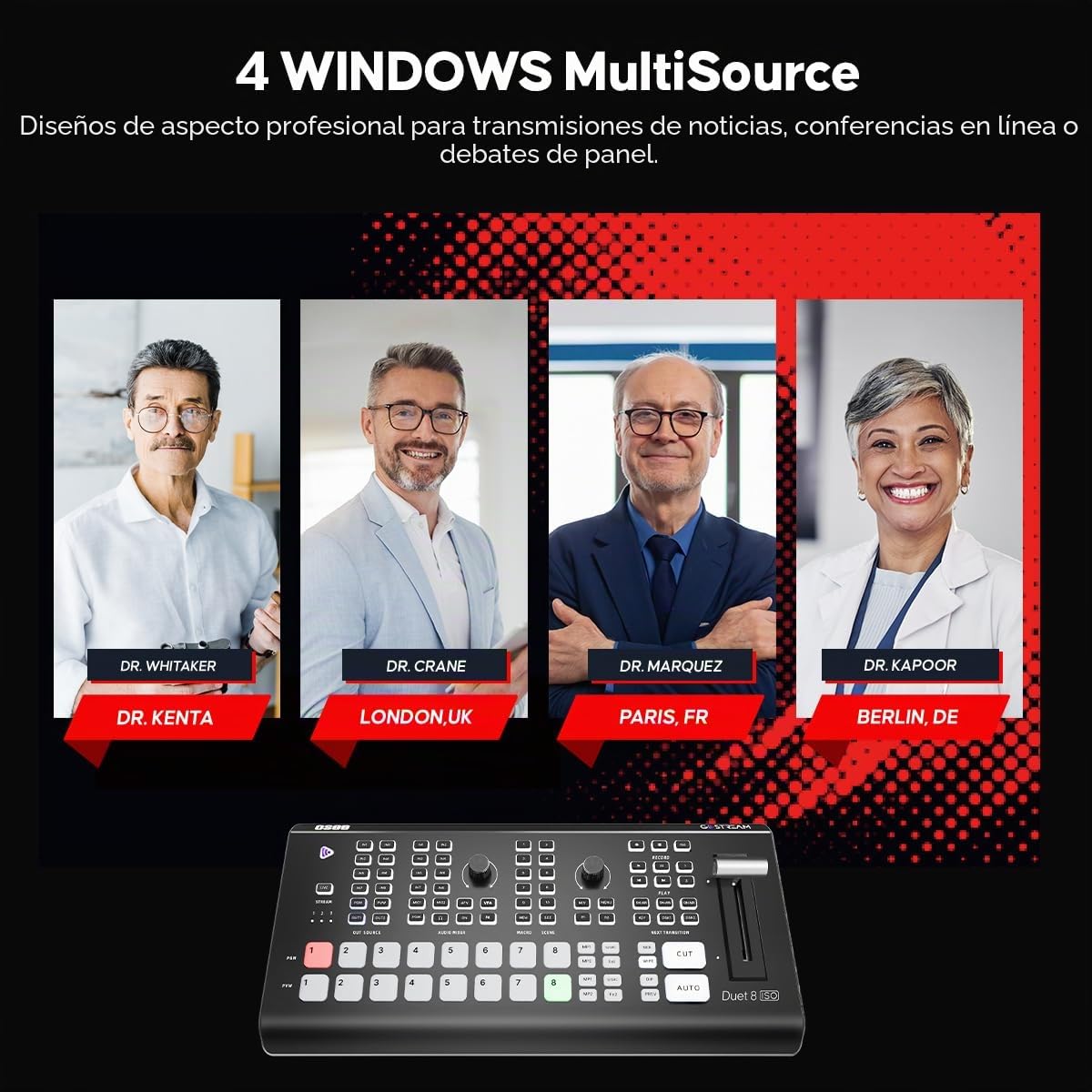 Osee GoStream Duet 8 ISO 4xHDMI+4xSDI Switcher, Mezclador en Directo | 4×HDMI&4×3G-SDI entradas, grabación ISO 8 canales, MultiView, Chroma-Key, PiP, mezclador audio, NDI/SRT/RTMP