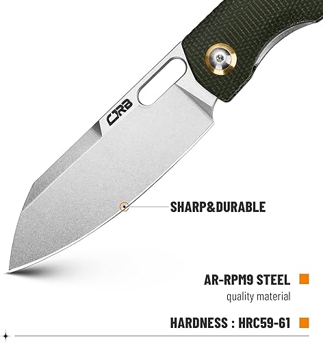 Miniatura 14 de CJRB - Cuchillo EDC de bolsillo Ekko (J1929) con bloqueo de botón, pequeño cuchillo plegable AR-RPM9 hoja de acero y mango de acero inoxidable Hoja