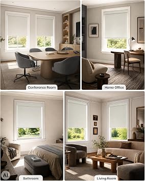 LazBlinds Motorized No Drill Blackout Roller Shades, 21 W x 72 H, White