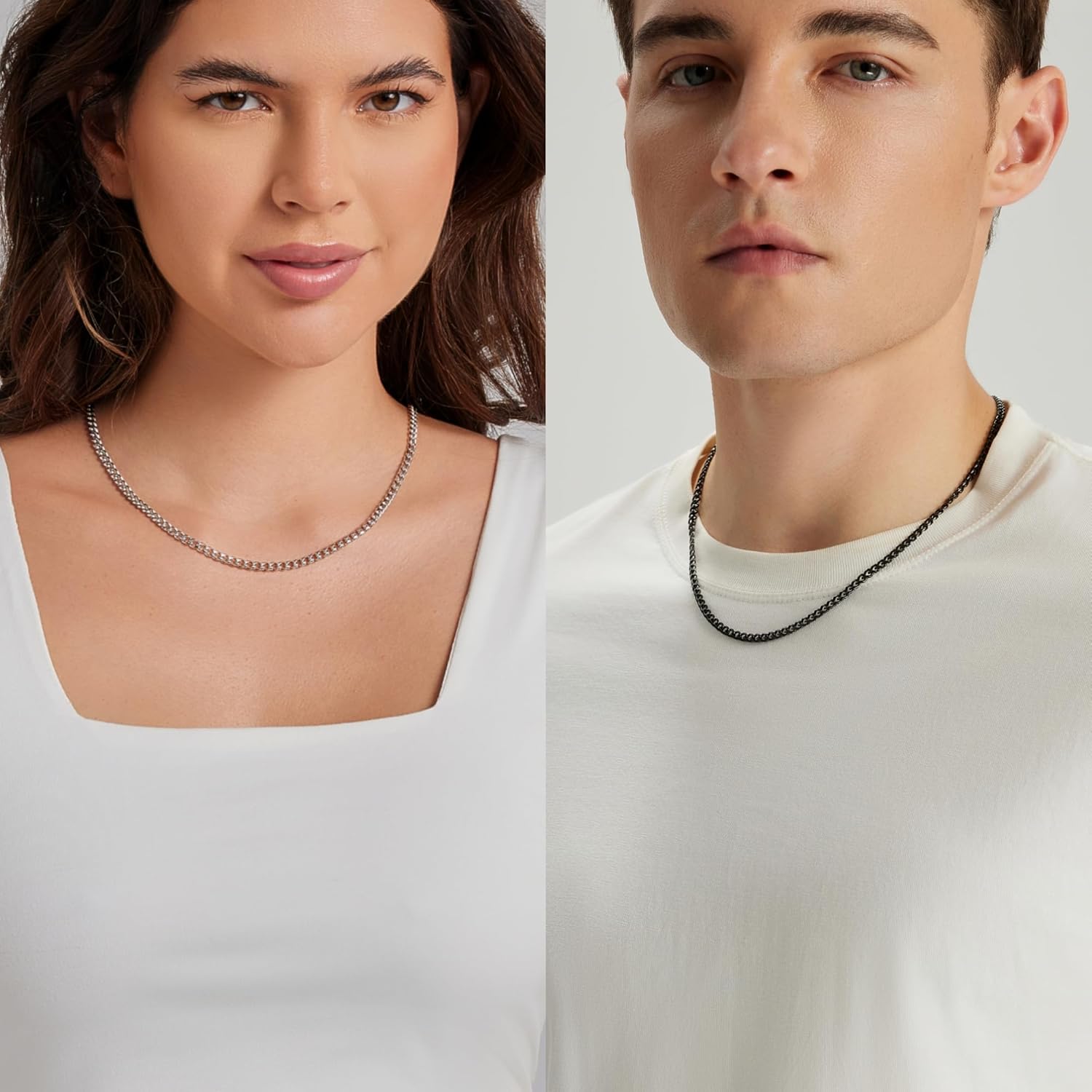 3 Pcs Cuban Link Chain Necklace for men, 4mm Stainless Steel Silver Black and 18K Gold Plated Chains Necklace men Women, 18"/22"/26"/30 Inches - Image 6