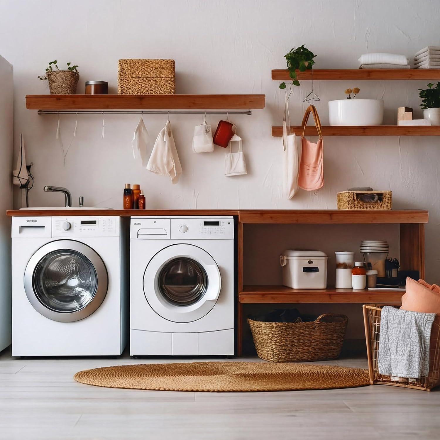 Sintuff 5 Pcs Wire Shelf Covers 30x16 Inch Bamboo Shelf Wire Racks Cover Large Shelves Liner for Pantry Wires Shelving Removable Closet Cabinet Bathroom Kitchen Garage Store Office Decoration Supplies