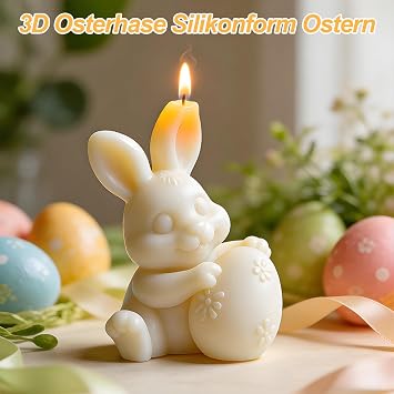 Silicone Moulds Easter Silicone Moulds Casting Moulds Silicone Mould Rabbit 3D Easter Bunny Candle Moulds Plaster Moulds for Casting Easter Candle Mould Easter Decoration Casting Mould Rabbit