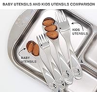 Vista 6 de Juego de utensilios para bebés – 5 piezas de acero inoxidable (304) cucharas, tenedores y empujador de alimentos Sin BPA, sin plomo Destete