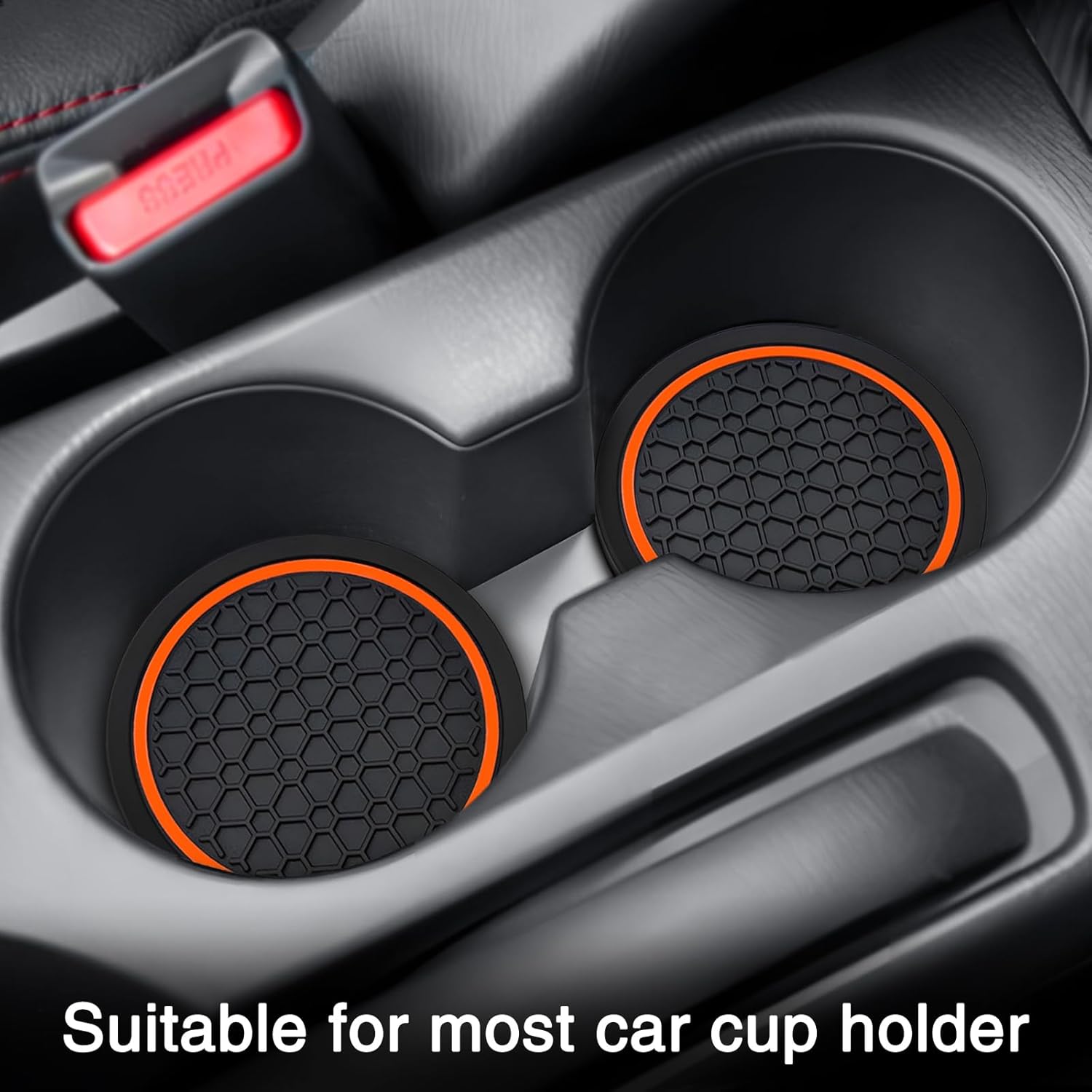 Auprite Car Cup Coasters, 2 Pack 2.77 Inch Universal Auto Cup Holder Insert Coasters, Anti Slip Mats Suitable for Most Car Interior Accessories (Orange) - Image 5
