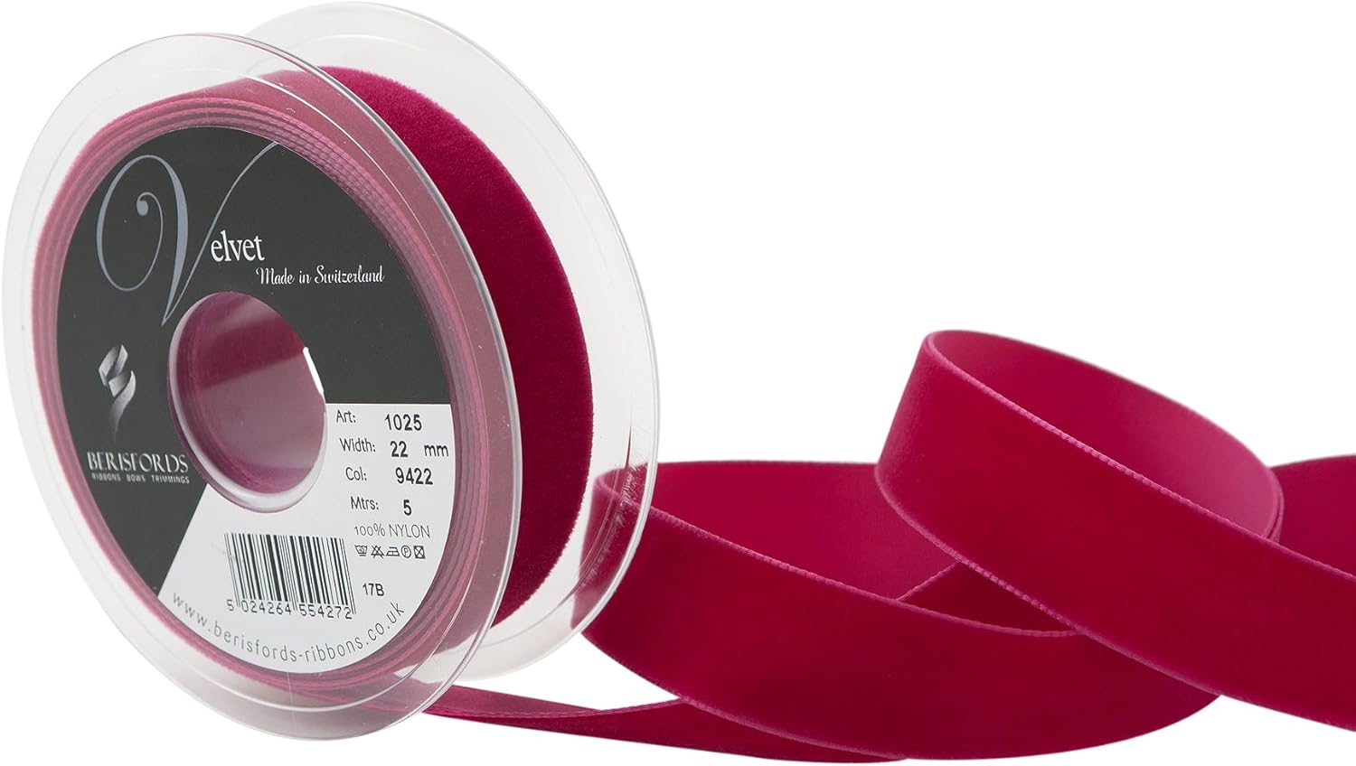 Velvet Ribbon, Rouge, 10.2 x 3 x 10.2 cm
