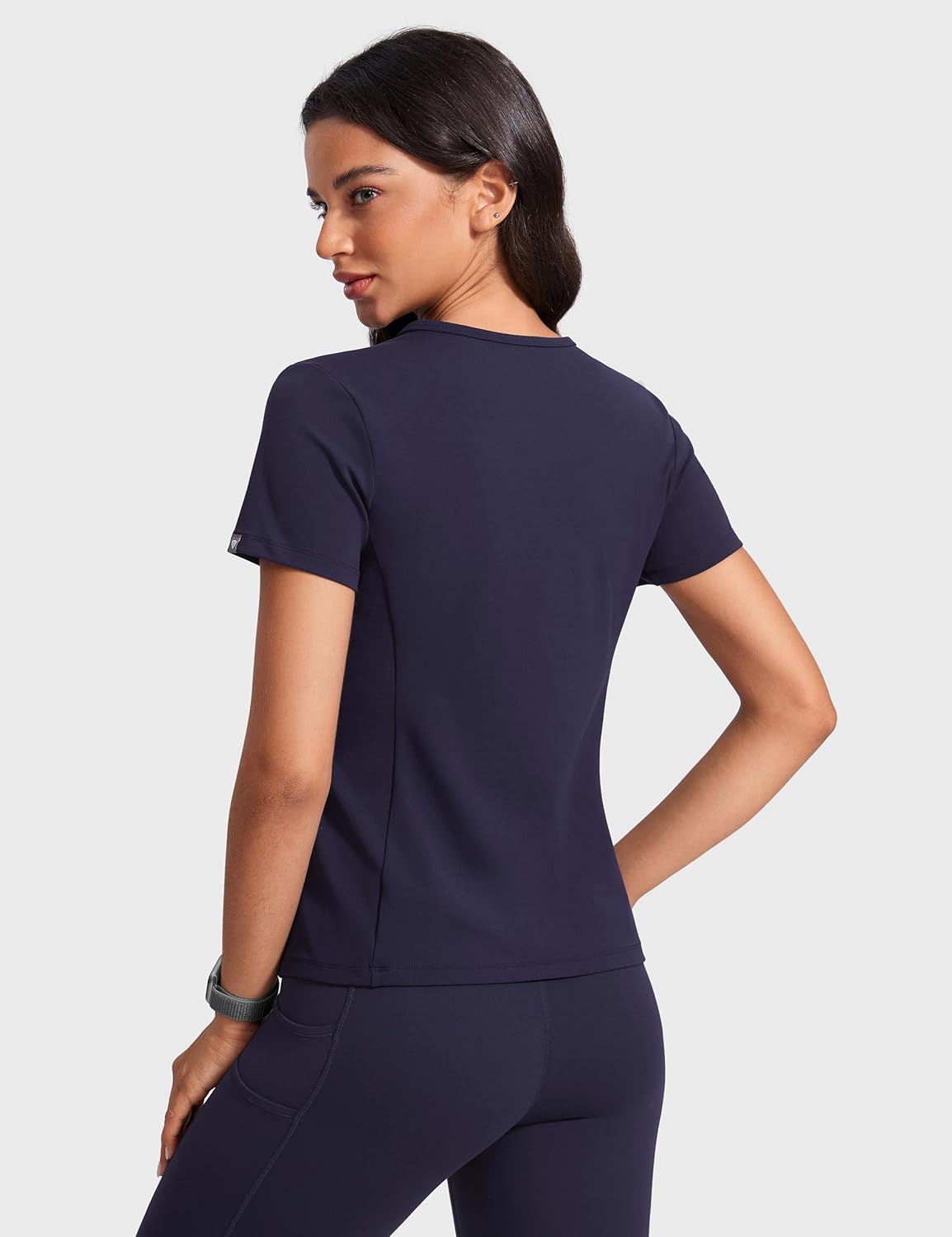 Womens V-Neck Scrub Top 4-Way Soft Stretch Medical Shirts with Pocket Slim Fit Nurse Tees Breathable Workwear - Image 2