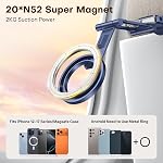 OMOTON TP02 Magnetic Phone Tripod Stand for Vlog Gym Kitchen Travel, Blue | Aluminum Phone Holder, Fit for iPhone 17 16 15 14 Series, Adjustable Foldable Rotating Office Essentials Accessories for Desk