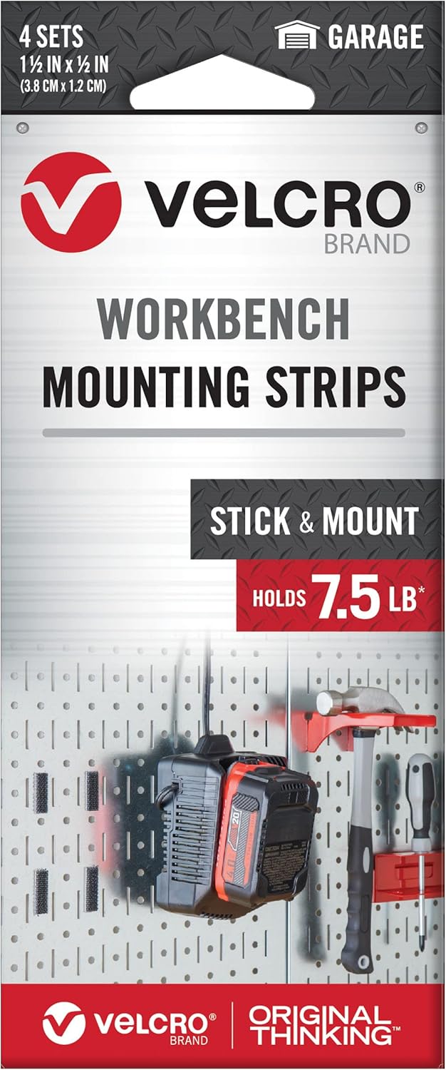 VELCRO Brand Workbench Mounting Strips with Adhesive Garage
