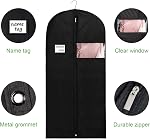 KEEGH Sacs pour vêtements pour vêtements suspendus 60 Sacs de robe de pouce pour les sacs de rangement pour le placard avec fermeture à glissière et oeil-hole pour le pliage pour les robes de costume, noir(ensemble de 6)