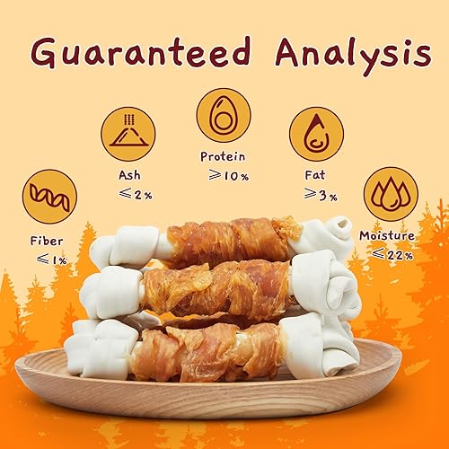 Miniatura 2 de Jungle Calling Huesos de perro sin cuero crudo, huesos masticables envueltos de pollo real de 6.5 pulgadas para perros medianos y grandes golosinas