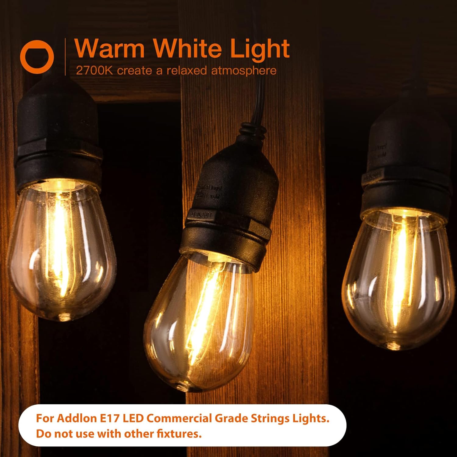 addlon LED Replacement Bulbs 1W S14,15 Pack Waterproof E17 Screw Base for Outdoor LED String Lights Shatterproof