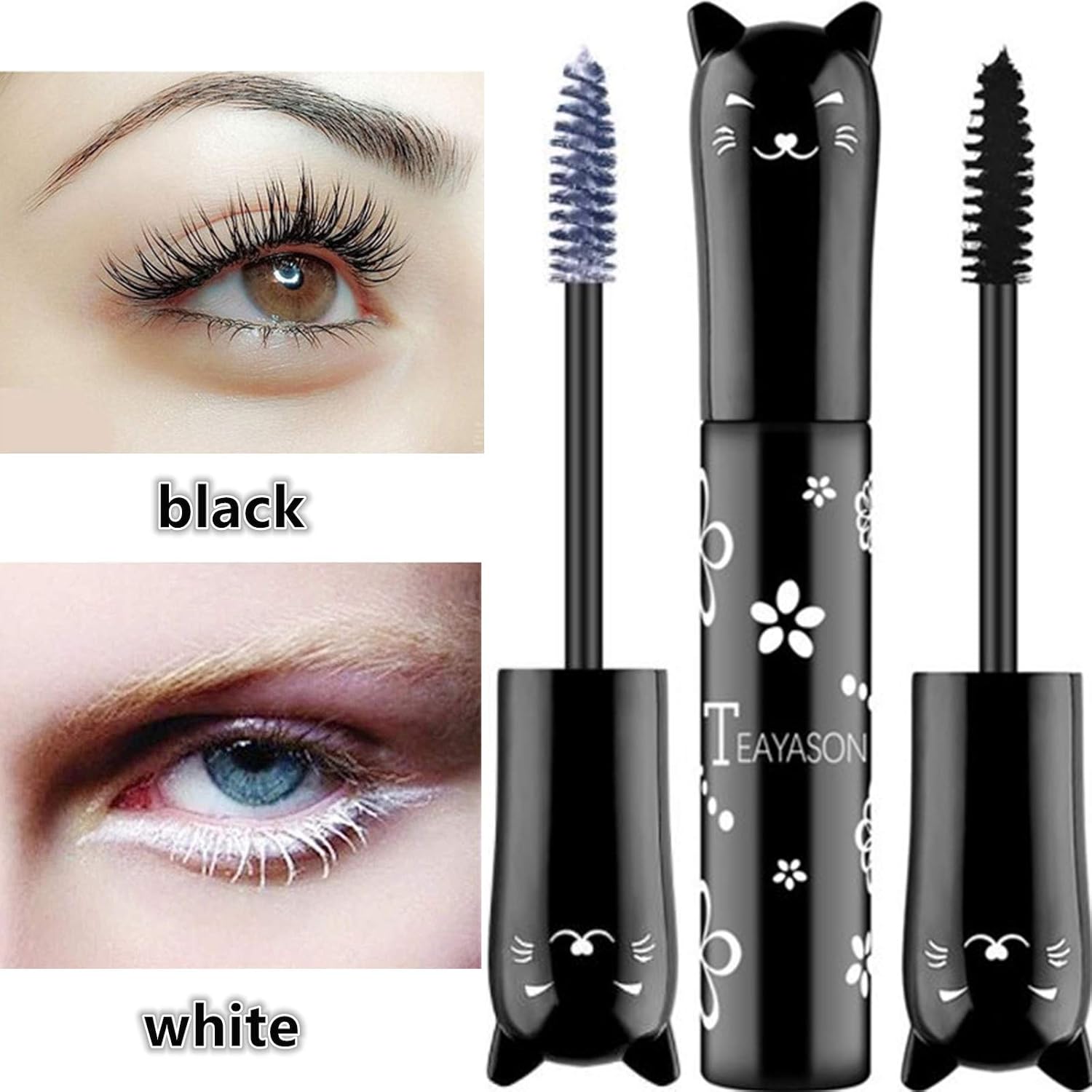 Christmas mascara gifts Cat eye mascara Eyes Makeup Color Mascara Waterproof Fast Dry Eyelashes Curling Lengthening Makeup Eye Lashes Party Stage Use (blue) Photo