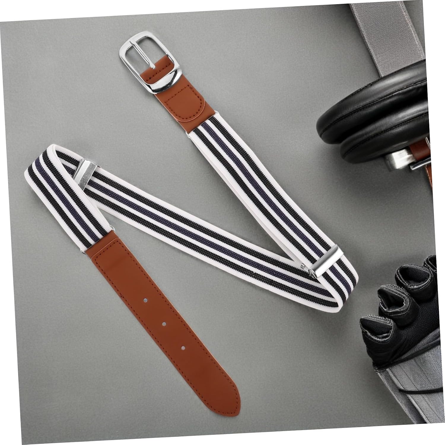 Adjustable Elastic Fitness Belt for Teens PU Leather Sports Waistband with Alloy Buckle Flexible and Comfortable for Hiking Casual Wear