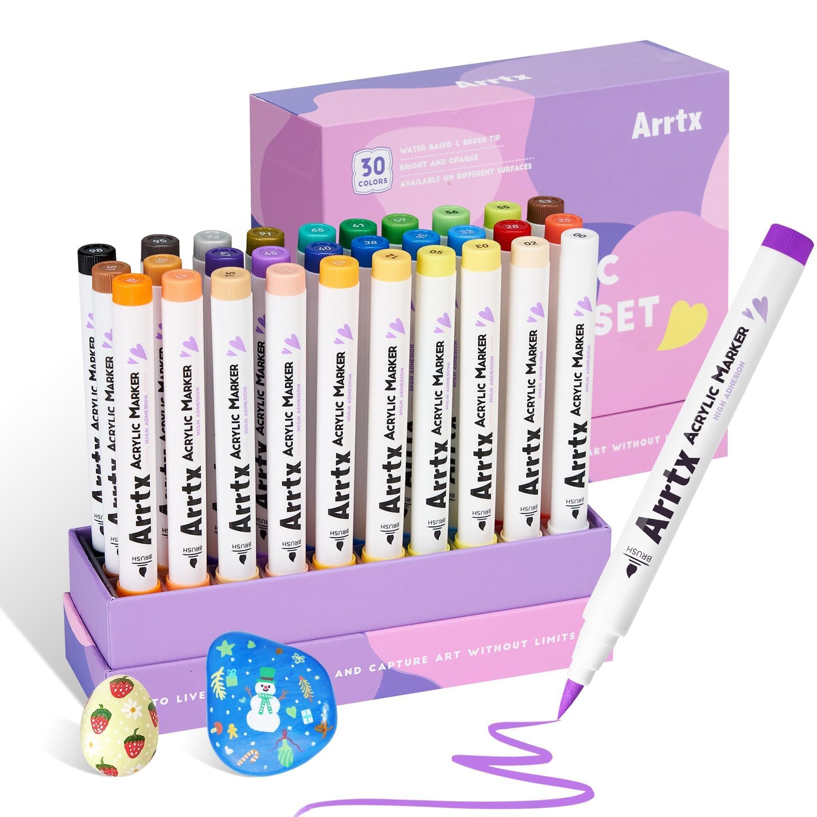 Amazon.com: Arrtx 30 Colors Acrylic Paint Pens for Rock Painting