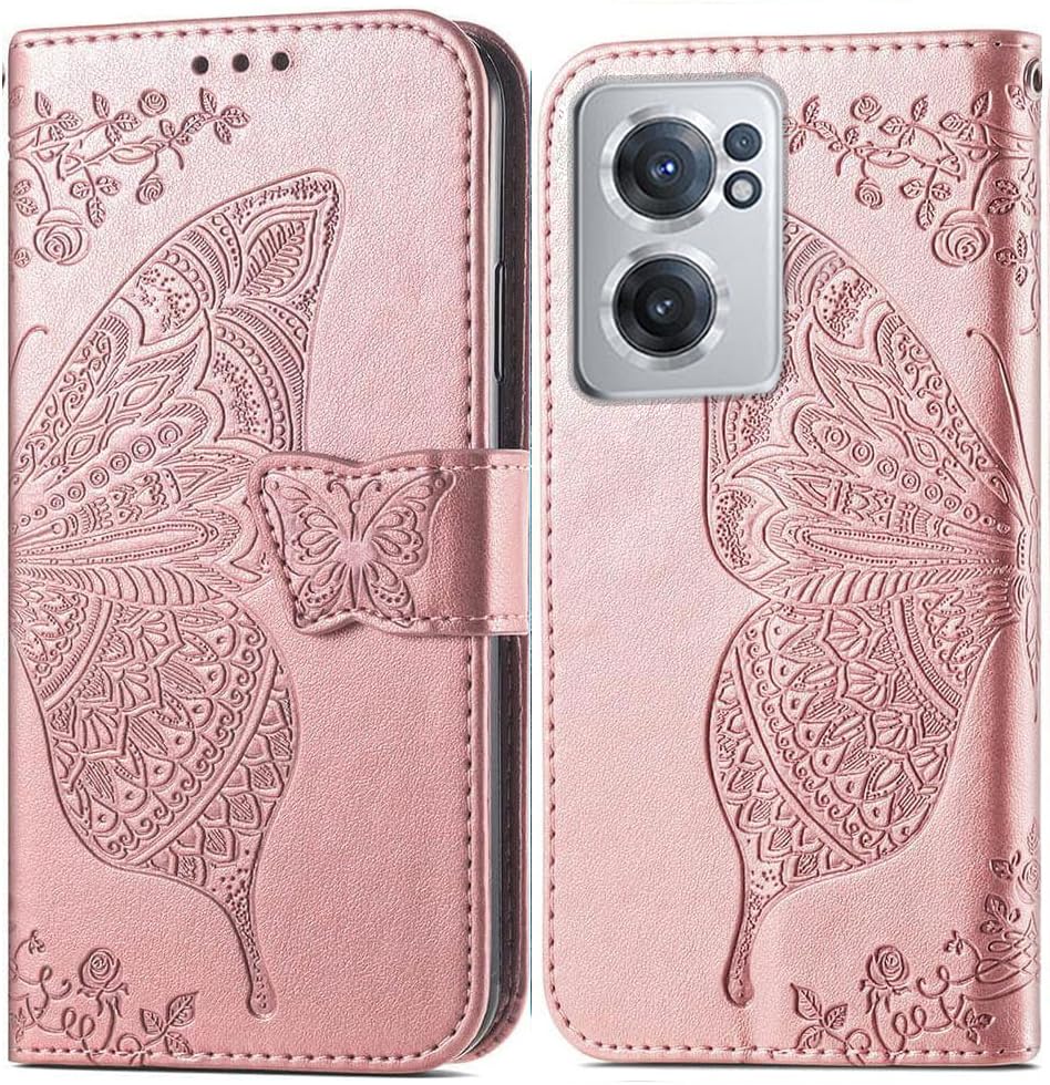 ClickCase Butterfly Series, Faux Leather Embossing Wallet Flip Case Kick Stand Magnetic Closure Flip Cover for OnePlus Nord CE 2 5G (Rose Gold) (B09WKBBLHN) Amazon Price History, Amazon Price Tracker