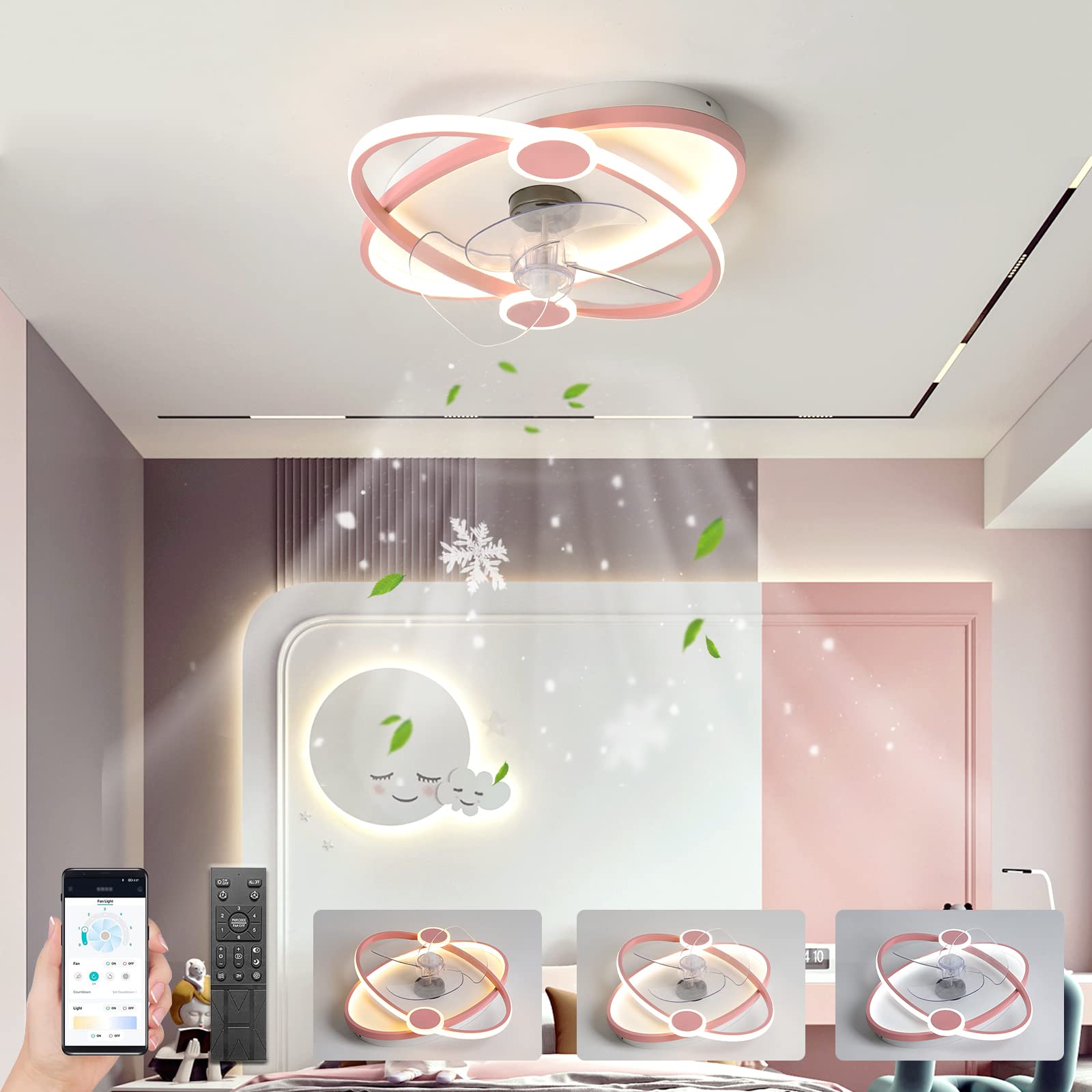 Ventilateur de plafond silencieux à 6 vitesses et intensité variable