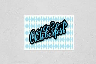 Wall Art Poster Print of Oktoberfest Celebration Background. Happy Oktoberfest in German Lettering Typography. Beer Festival Decoration Badge Icon.