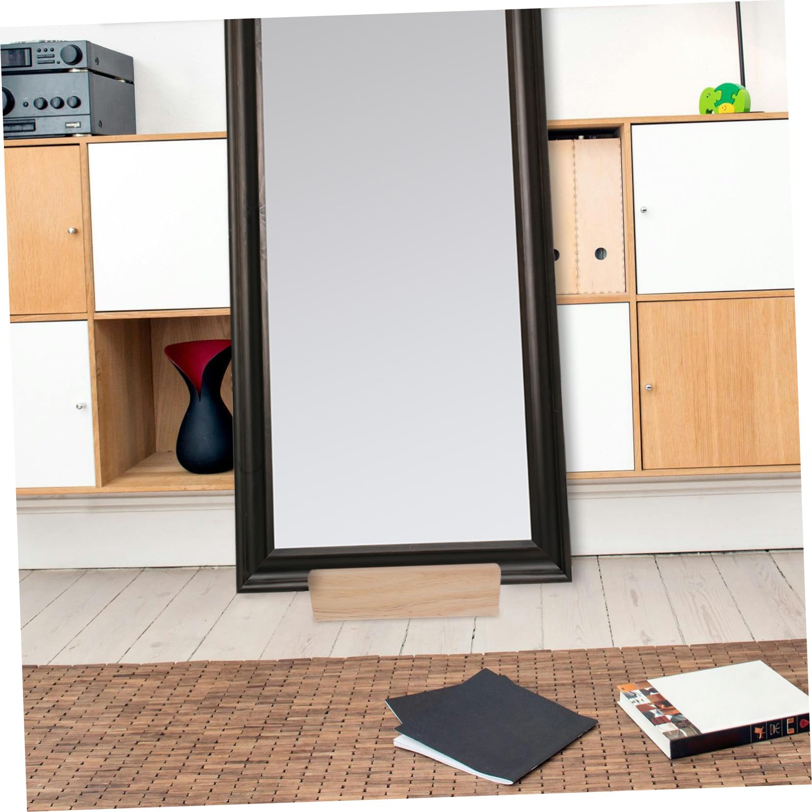 Base de Espejo de Piso y Fácil de Antideslizante para Casas y Restaurantes de Madera Soporte Simple y Elegante para Espejo de Cuerpo Completo