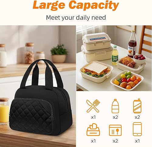 Miniatura 5 de Bolsa de almuerzo para mujeres, hombres y adultos, lonchera aislada para el trabajo, bolsa de almuerzo reutilizable, a prueba de fugas, bolsas de