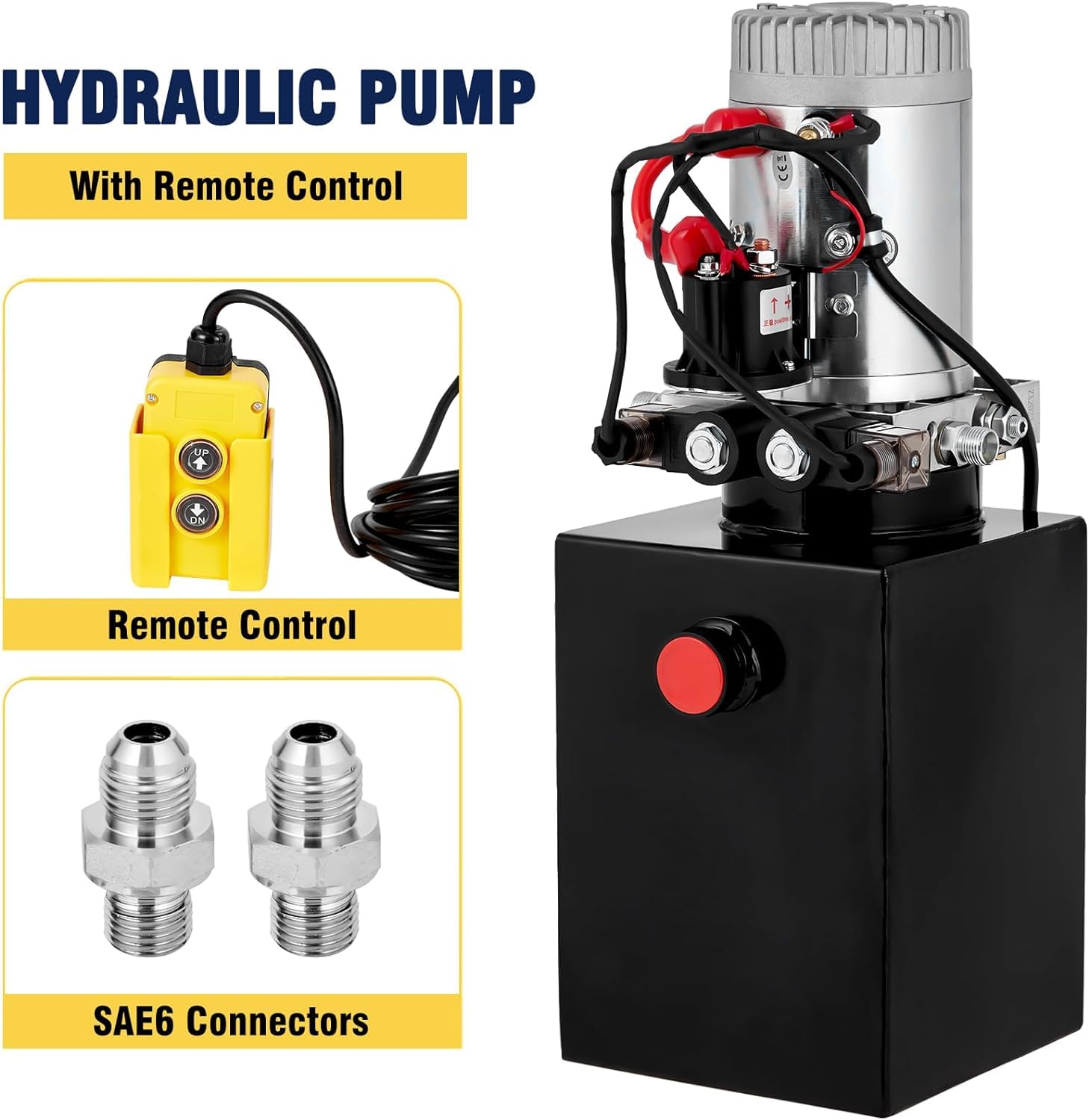 Garvee Hydraulic Power Unit, 12V 4 Quart Dump Truck Lift Hydraulic Pump Power Unit, Double Acting Hydraulic Power Unit, with 4L Steel Tank, Electric Hydraulic Power Unit, for Lifting Equipment