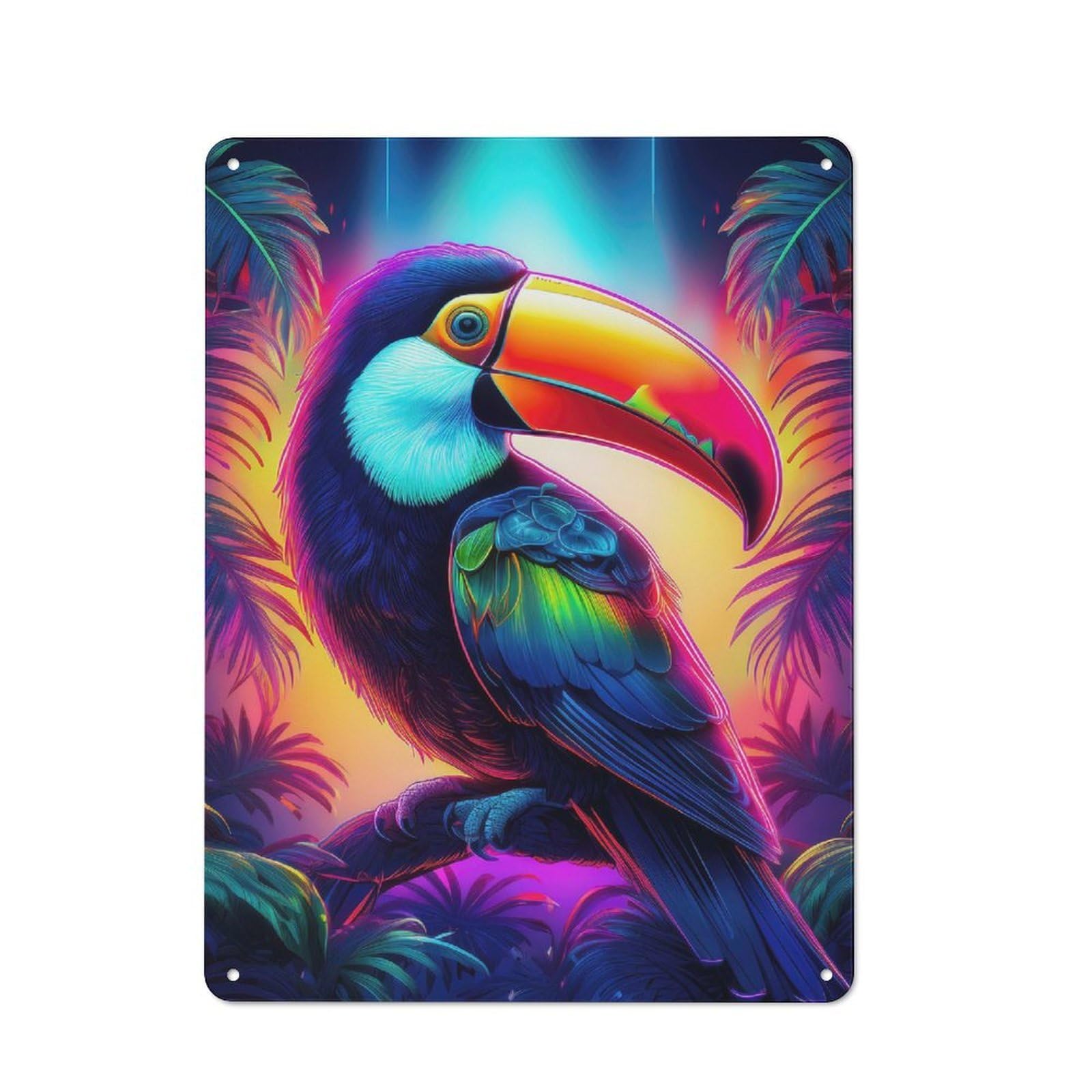 Junmoney Neon Toucan Vintage Tin Sign 40X30cm With For Home Office Or Studio, Winter Wall Decor For Creative Workspace Decorators