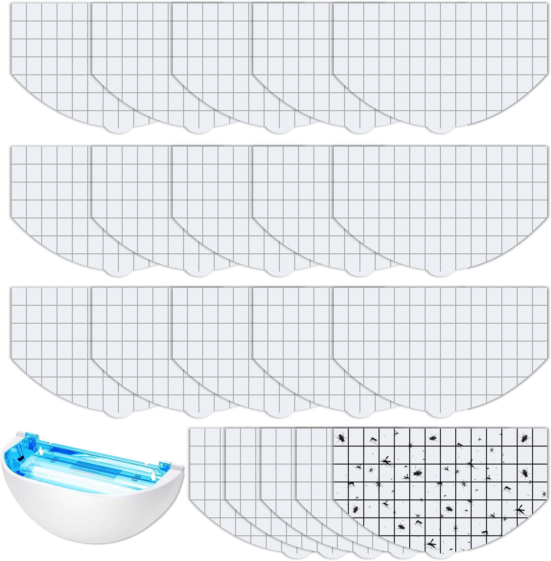 Qualirey 20 Pack Flying Insect Trap Refill Compatible with Faicuk FA-FLT07 Wall Sconce Fly Trap, Replacement Fly Glue Boards Refills for Capturing Flies, Moths, Gnats, Mosquitoes