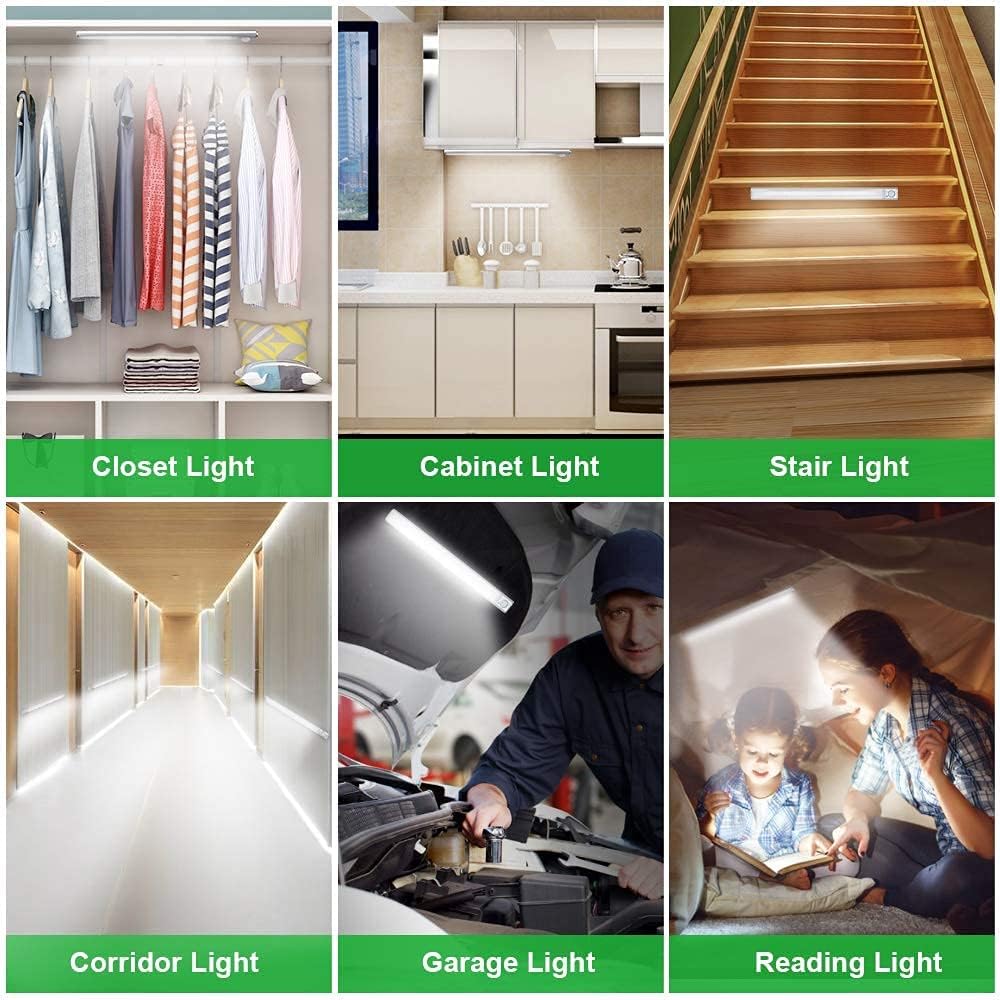 goodland 160 LED Closet Lights & 80 LED Closet Light Motion Sensor Under Cabinet Lights Indoor Wireless Lighting 3600mAh Battery Powered Light Bar Dimmable Rechargeable Closet Light
