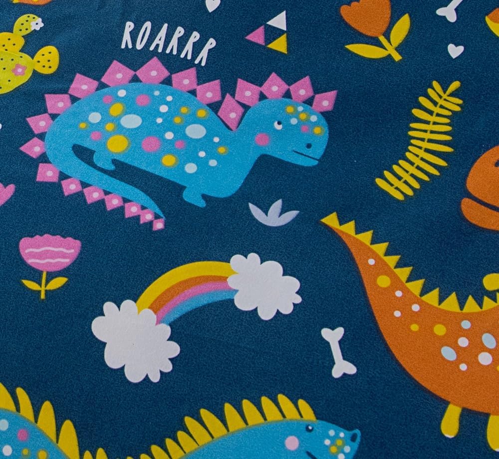 2 Pack Bedding Fitted Sheet with Deep Pocket,Dino Printed Fabric Bed Sheets(Navy Blue(Dinosaur),Twin Pack of 2)