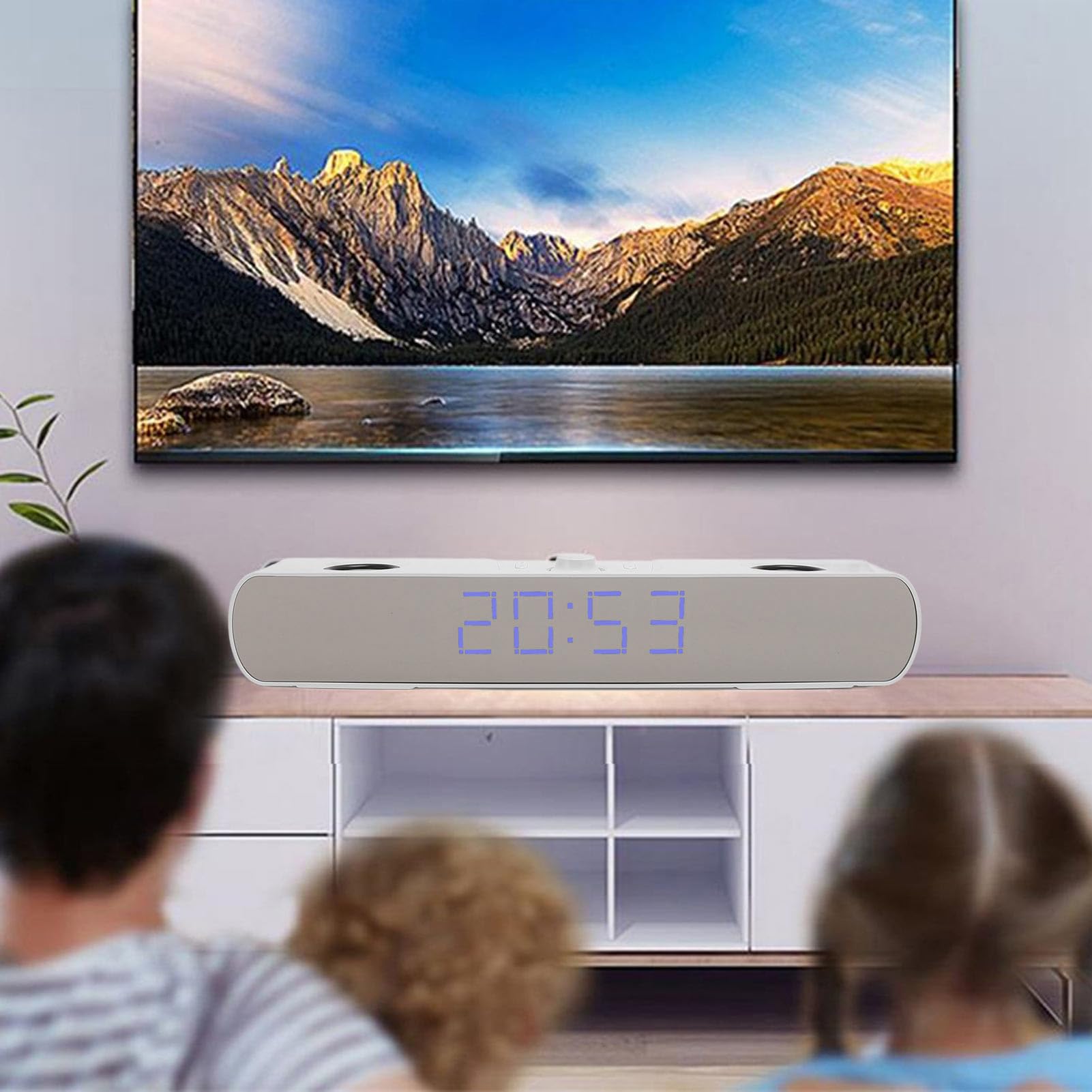CCYLEZ Głośnik komputerowy Bluetooth, radio z budzikiem FM, z wyświetlaczem, wbudowanym subwooferem HiFi stereo, Bluetooth 5.3 i złączem USB, do komputera stacjonarnego, laptopa, wyświetlacza (biały)