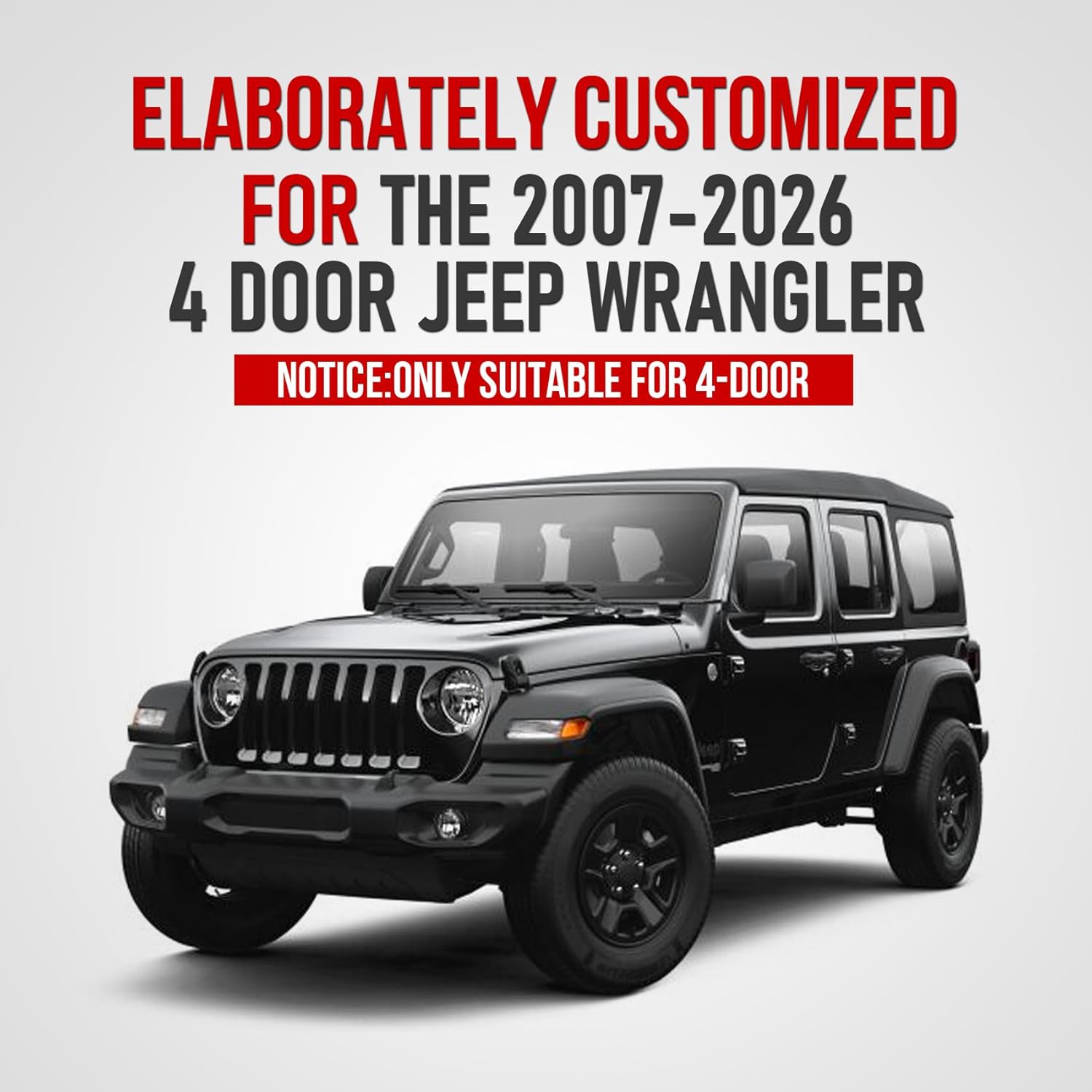 Aierxuan Seat Covers Compatible with Jeep Wrangler 2007-2026 4 Door JK JL Sahara Rubicon Unlimited Altitude Luminator Concept Pickup Truck Waterproof Leather Full Set car Cushions (Black)