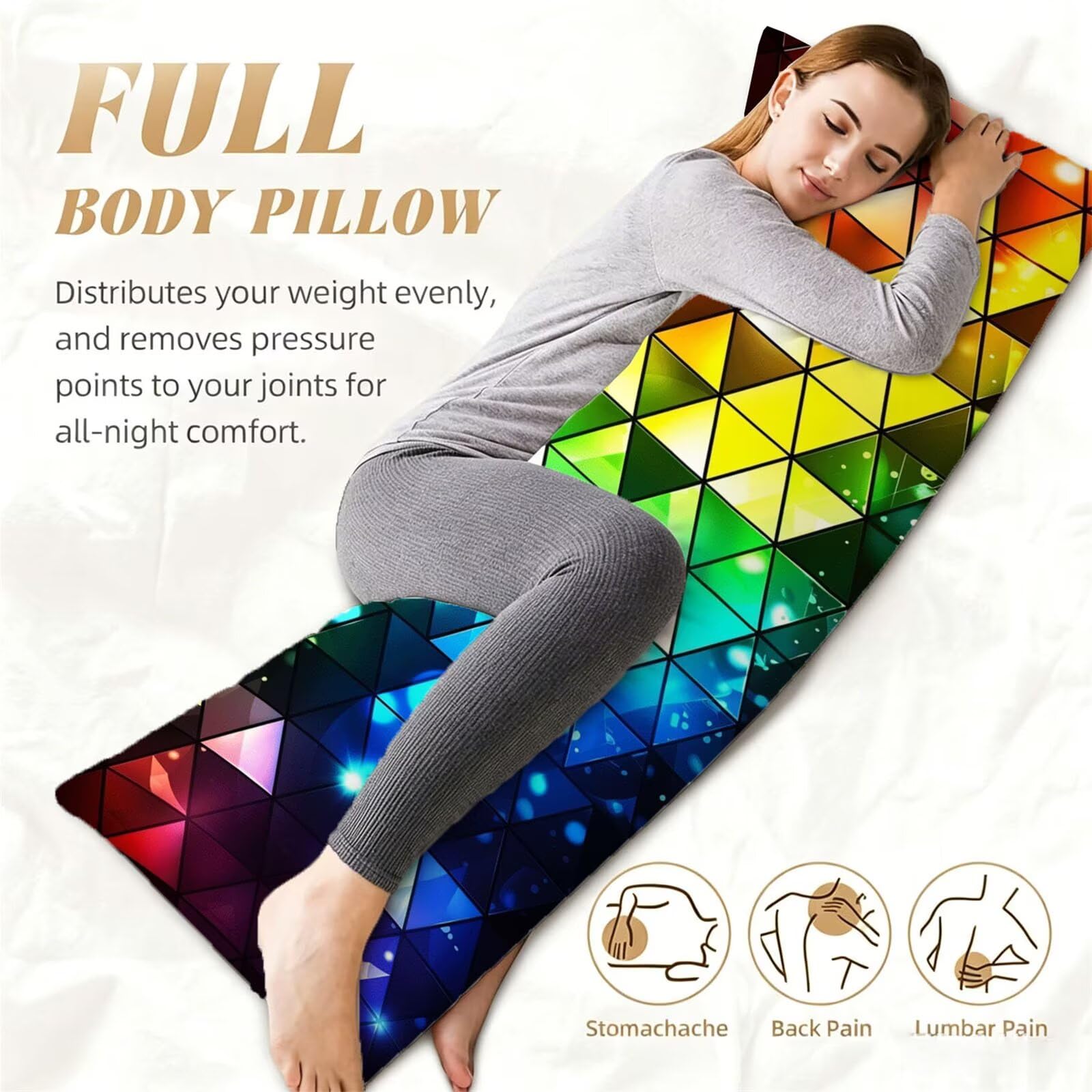 Funda de Almohada 60 x 180 cm Color Protector Almohada 180 cm con Cremallera Invisible, Lino Durable y Transpirable Pillow Case Brillante Impresión a Doble Cara para Cama, Sofá y Dormitorio dg-467