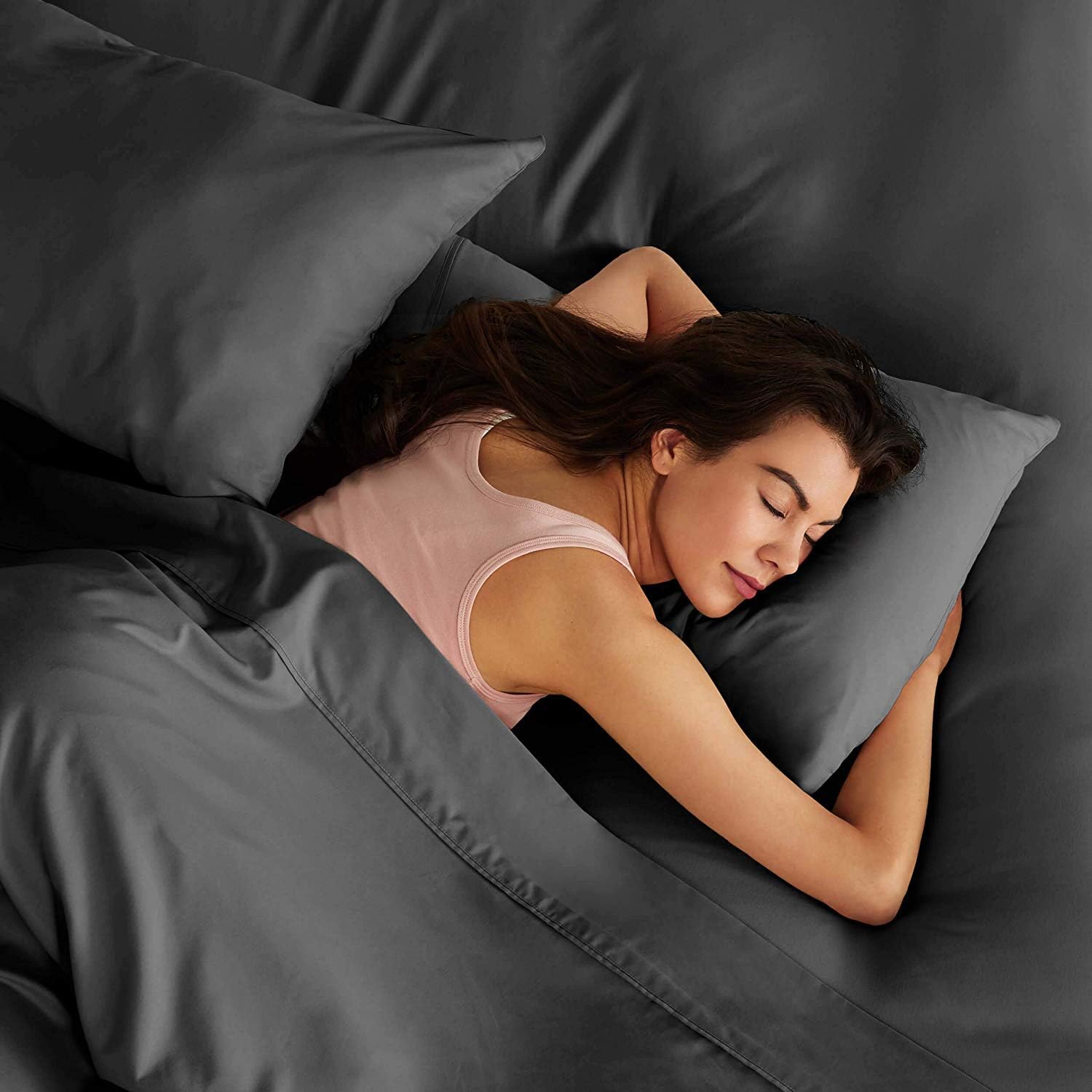 Sleepwell 4 PCs Bed Sheet Set 6" Deep Pocket 400 TC 100% Cotton for RV- Trucks, Campers, Airstream, Bus, Boat and motorhomes Easy to fit in RV-Mattress Short Queen 60"X74" Light Grey Solid