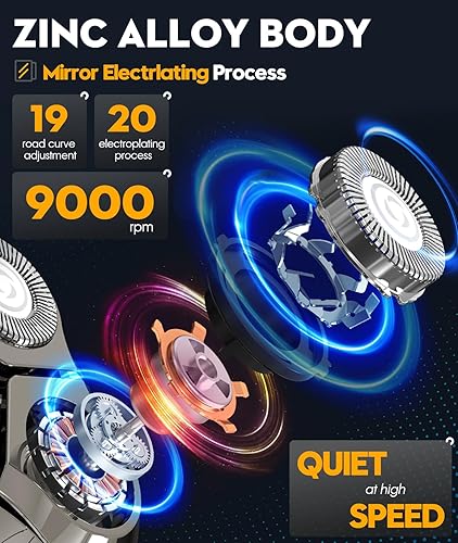 Miniatura 7 de Maquinilla de afeitar eléctrica para hombres, afeitadora flotante 3D con alta velocidad de 9000 RPM, IPX7 impermeable, duración de la batería de 60