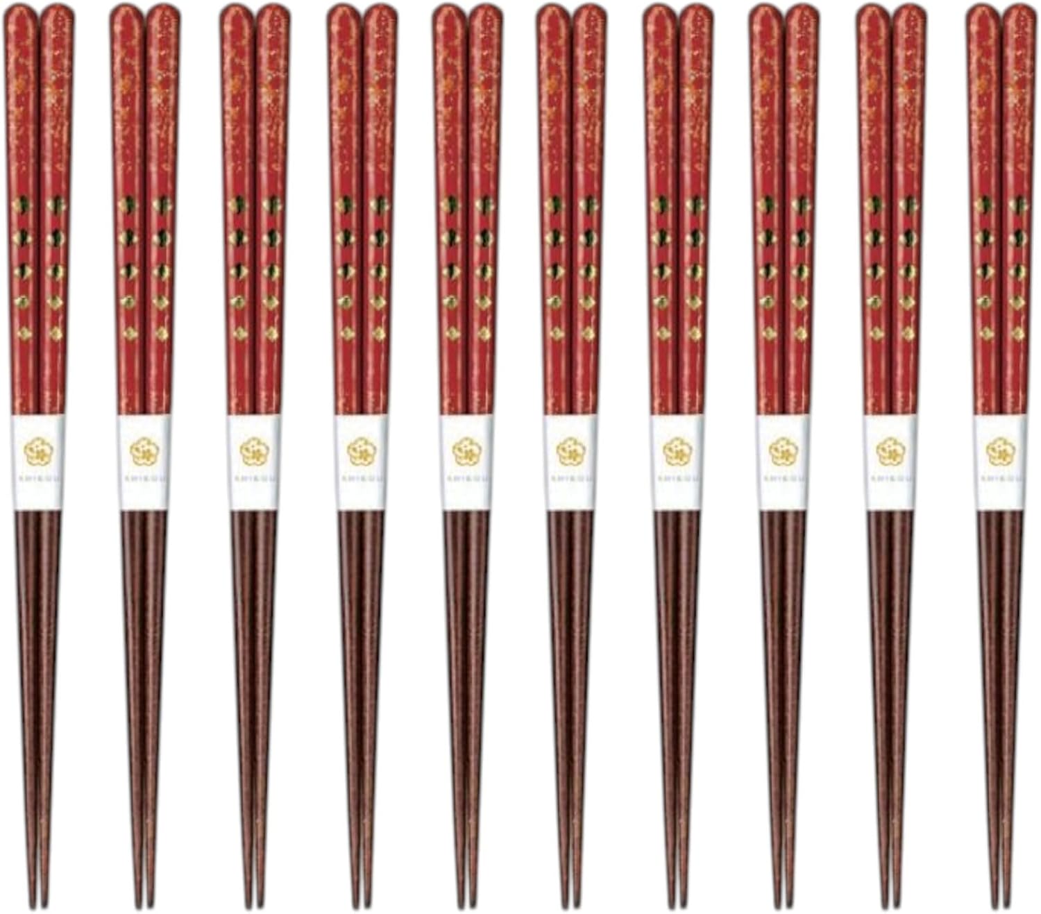 J-kitchens Chopsticks Set of 10 Pairs, For Lunches, Picnics, Excursions, Sports Events, Guests, Entertaining, Wooden, 8.3 inches (21.0 cm), Dishwasher Safe, Made in Japan