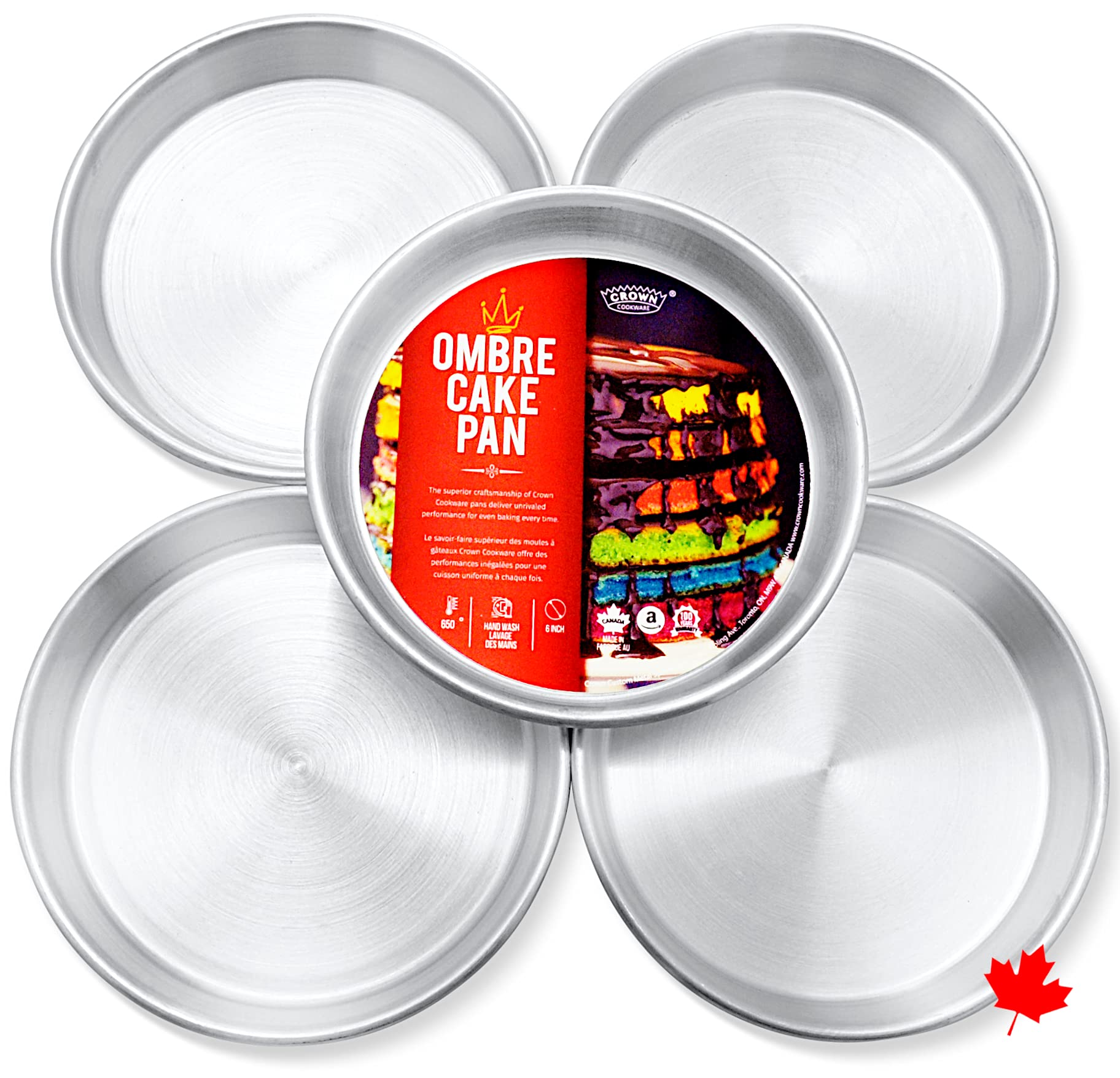 Buy Crown 6 inch Layer Cake Pans, 1 inch Deep, Set of 5, Heavy Duty